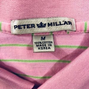 Peter Millar Shirts - Peter Millar Pink w/Lime Green Stripe Polo Shirt M Peter Millar Shirts - Peter Millar Pink w/Lime Green Stripe Polo Shirt M